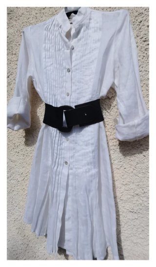 Abito Camicia in lino bianco chemisier