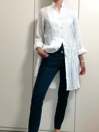 Abito Camicia in lino bianco chemisier