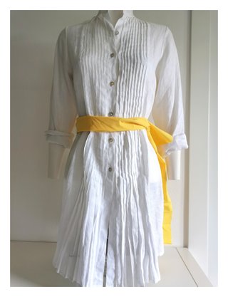 Abito Camicia in lino bianco chemisier