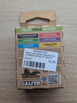Pastillas Freno Galfer FD452G1053 para Shimano