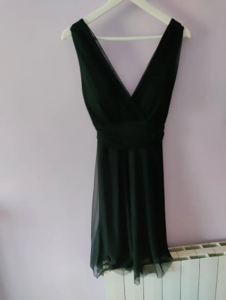 Vestido negro seda y tul