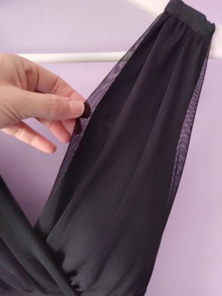 Vestido negro seda y tul
