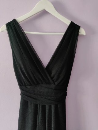 Vestido negro seda y tul