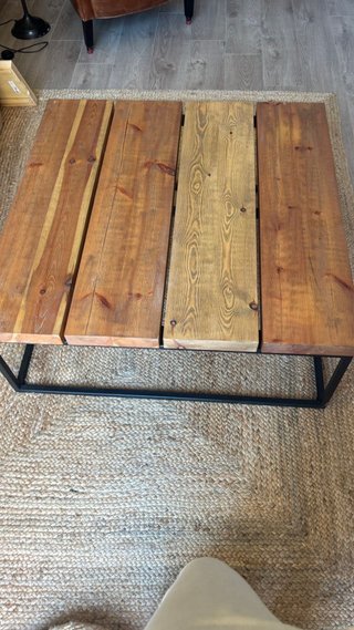 Mesa de centro rústica madera y metal