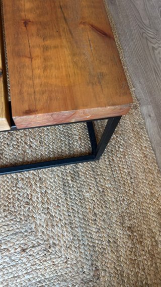 Mesa de centro rústica madera y metal