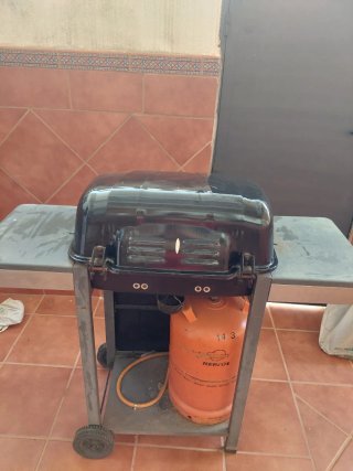 Barbacoa de gas negra y plateada