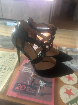 Zapatos de fiesta charol y ante tacón 12 cm