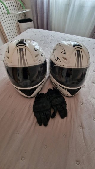 2 Cascos Moto Blancos Talla L y M