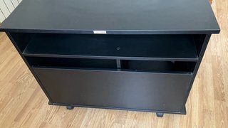 Mueble TV Retro con Ruedas y Puertas Cristal