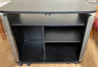 Mueble TV Retro con Ruedas y Puertas Cristal