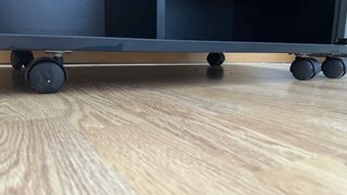 Mueble TV Retro con Ruedas y Puertas Cristal