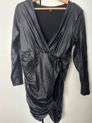 Vestido Negro Fiesta Látex Talla XXXL