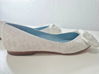 Bailarinas Blancas bordado Jacquard con maxi lazo
