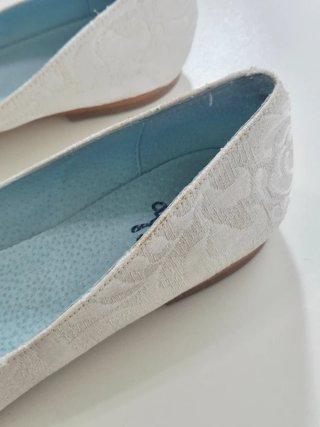 Bailarinas Blancas bordado Jacquard con maxi lazo