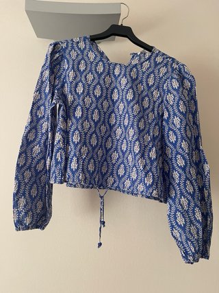 Conjunto Zara Estampado Azul y Beige