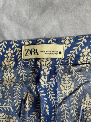 Conjunto Zara Estampado Azul y Beige