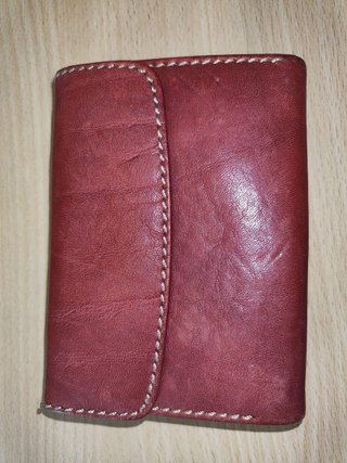 Cartera Piel Granate Vintage