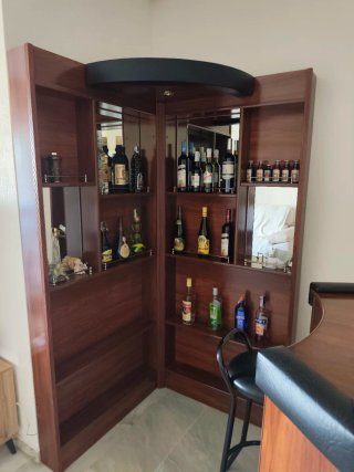 Mueble Bar Esquinero Madera Oscura