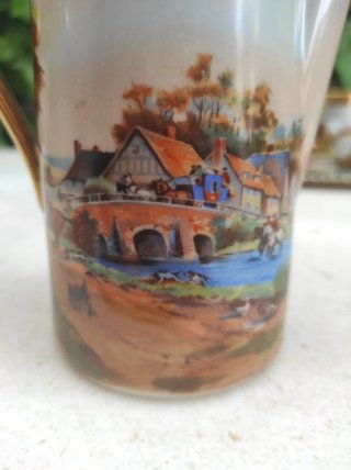 Juego café porcelana Limoges caza