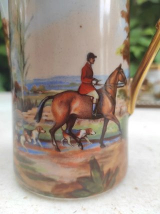 Juego café porcelana Limoges caza