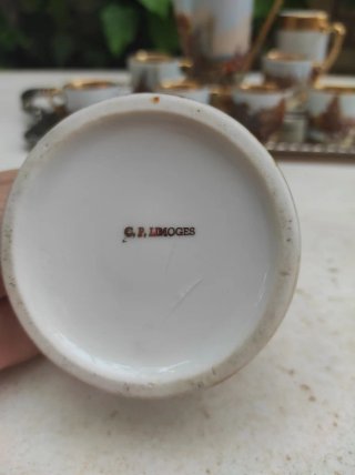 Juego café porcelana Limoges caza