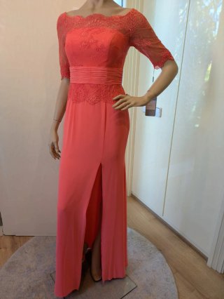 Vestido largo fiesta coral