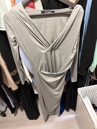 Vestido gris drapeado YOINS