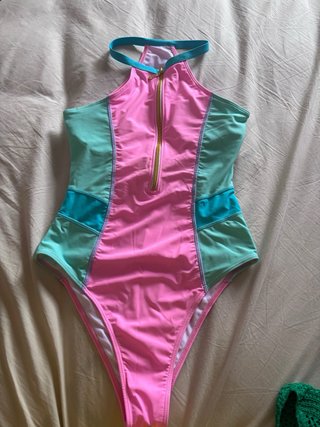 Bañador mujer rosa y turquesa