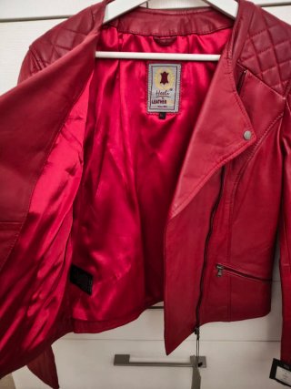 Cazadora de cuero Heeli roja Talla XL
