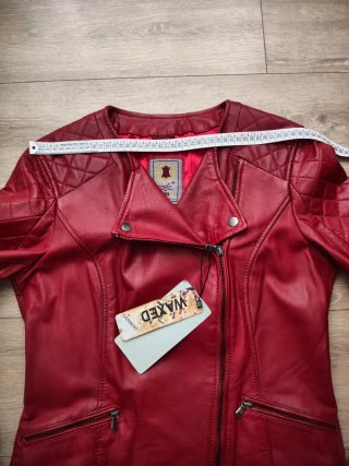 Cazadora de cuero Heeli roja Talla XL