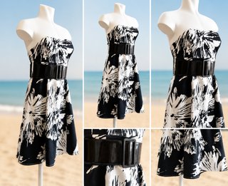 Vestido palabra de honor estampado