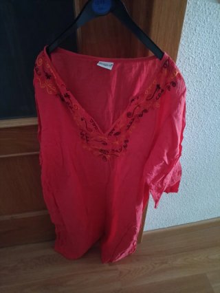Vestido gasa rojo bordado talla M