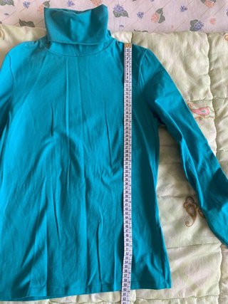 Jersey cuello alto elástico mujer azul turquesa