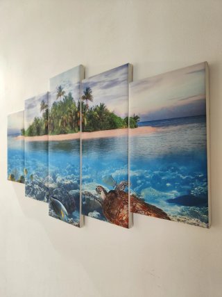 Cuadro isla tropical 5 piezas