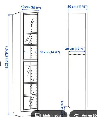 Estantería alta con puerta de cristal