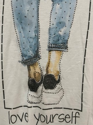 Camiseta estampada manga corta blanca talla S M