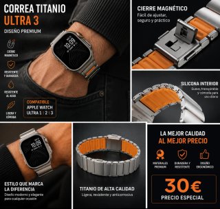 Correa Apple Watch Ultra 3 Titanio Magnética