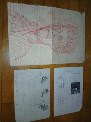 Dibujos antiguos pintor GRILLO Y AUTORRETRATO