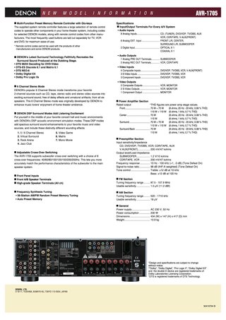 Receptor AV Denon AVR-1705 Surround