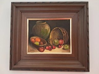 Cuadro bodegón frutas y jarrón