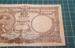 20 Francos Bélgica 1925 Billete