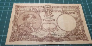 20 Francos Bélgica 1925 Billete