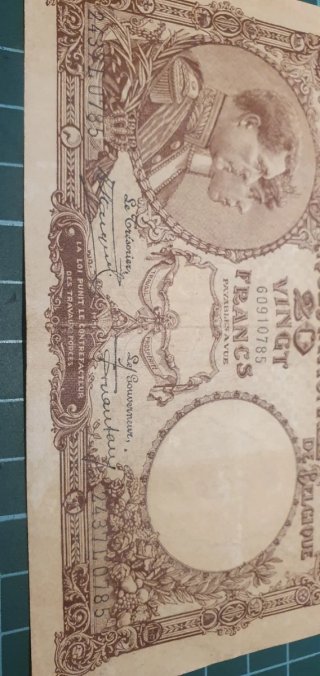 20 Francos Bélgica 1925 Billete