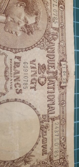 20 Francos Bélgica 1925 Billete
