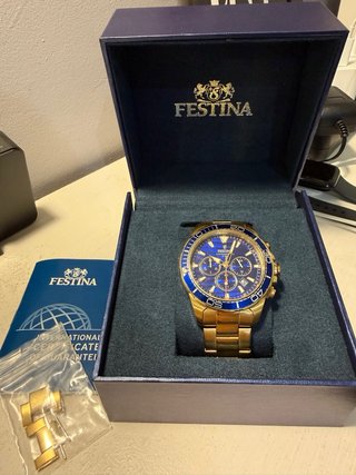 Reloj Festina Cronógrafo Azul Dorado
