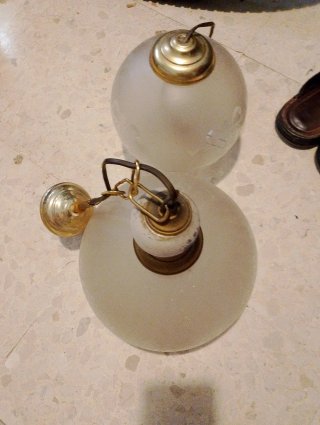 2 Lámparas Colgantes Cristal y Metal