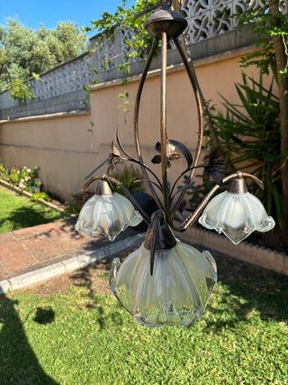 Lámpara flor cristal metal