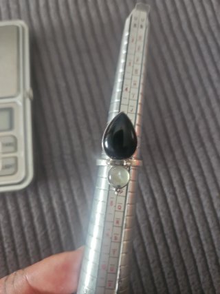 Anillo Plata 925 con Piedra Negra y Blanca