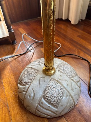 Lámpara de pie vintage dorada y beige Mide 1’70cm