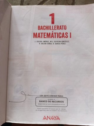 Matemáticas I. 1 Bachillerato. ANAYA